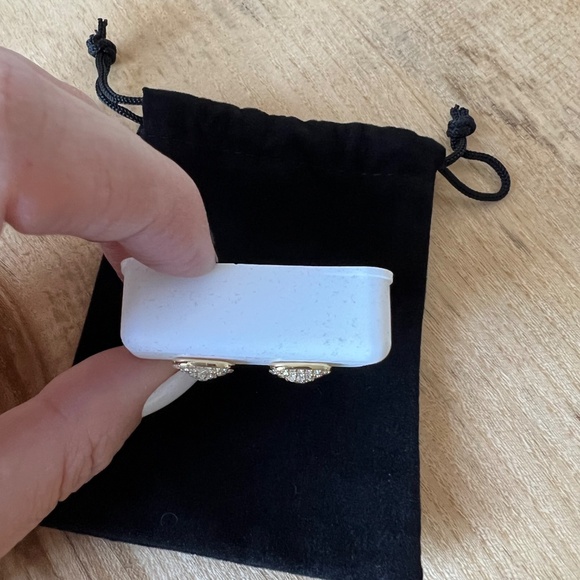 Moissanite Floral Halo Earrings0.68 CT – 925 Silver, Gold - Picture 4 of 5